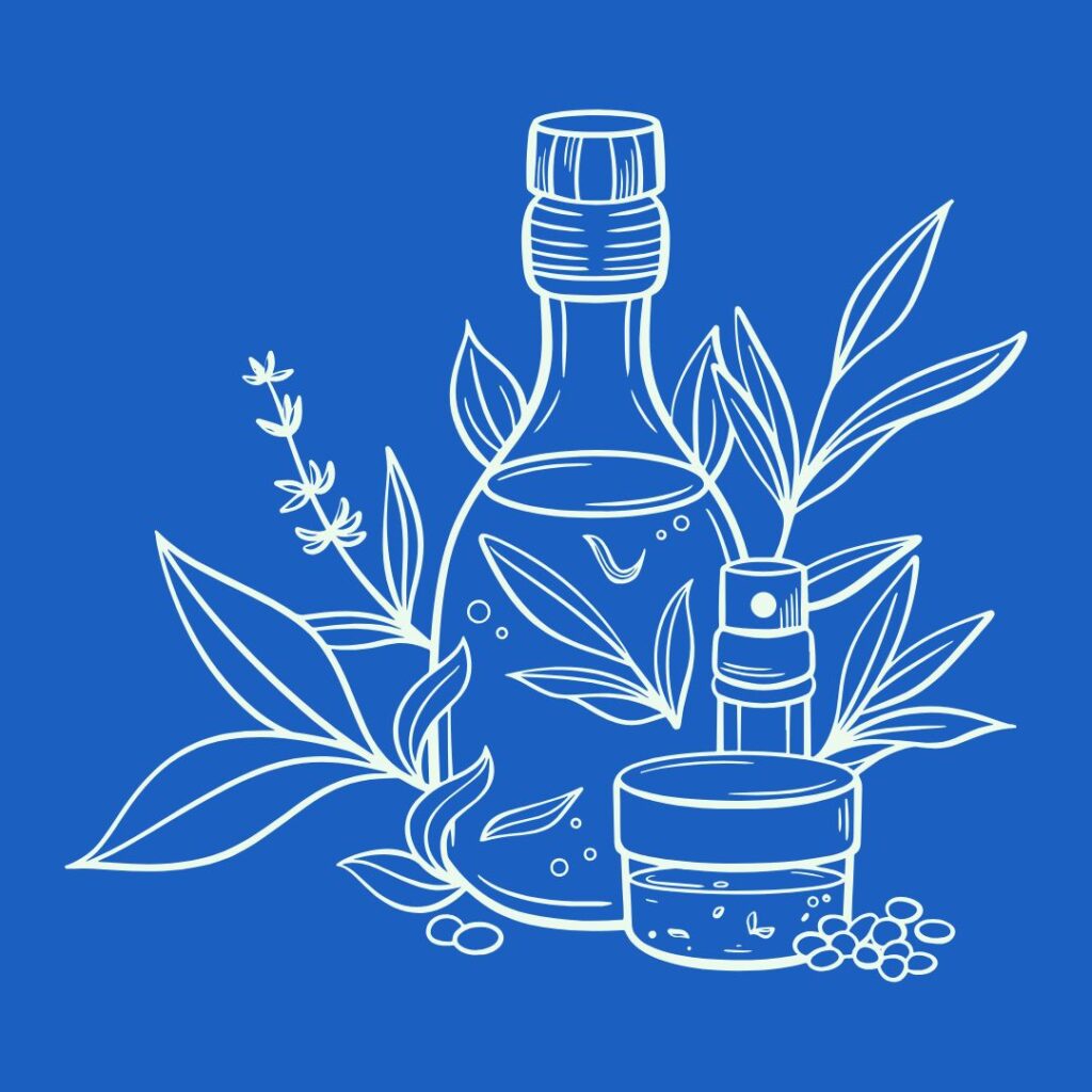 Icon of herbal capsules and Ayurvedic medicine tools, representing safe and effective plant-based fertility support.