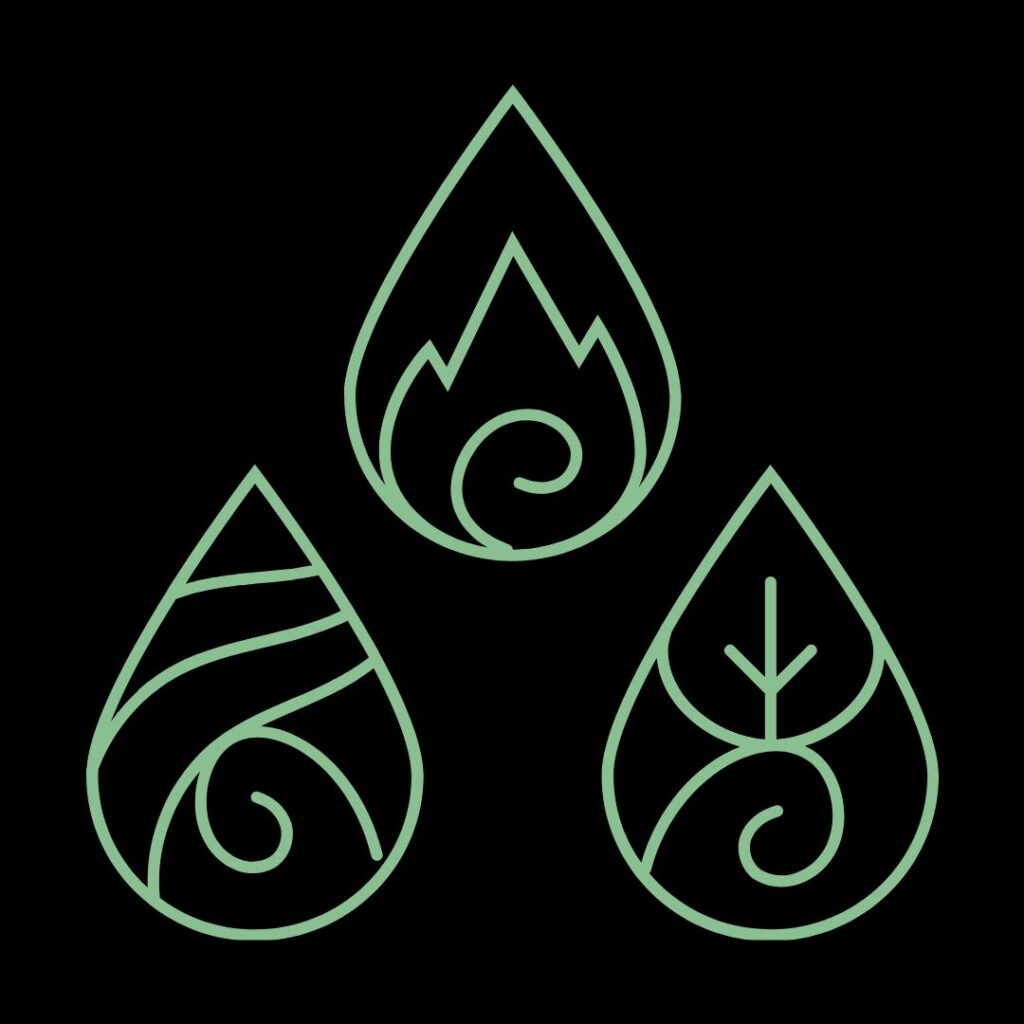 Dosha balancing icon for Vata, Pitta, and Kapha