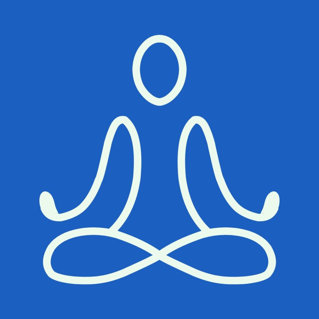 Icon of a person meditating, symbolizing stress reduction, mind-body balance, and Ayurvedic lifestyle correction.