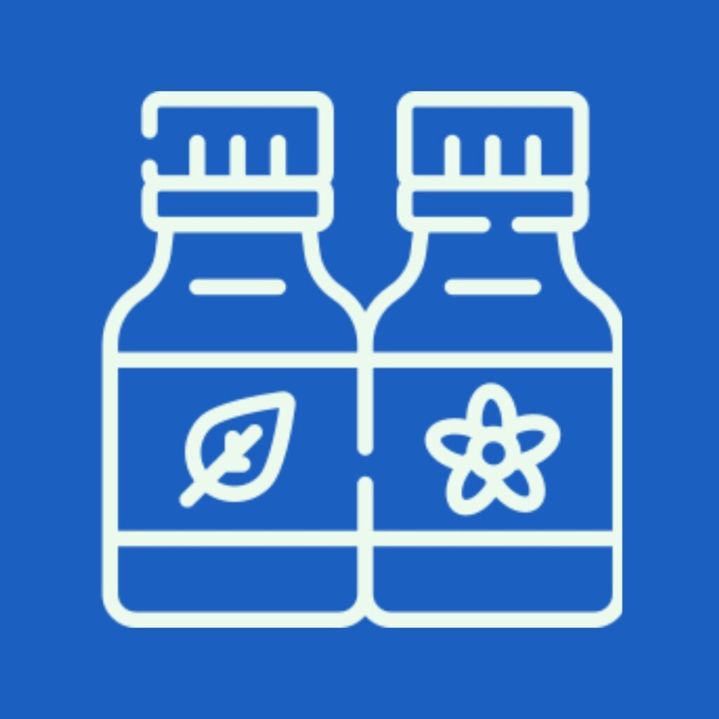 Icon of herbal capsules and Ayurvedic medicine tools, representing safe and effective plant-based fertility support.