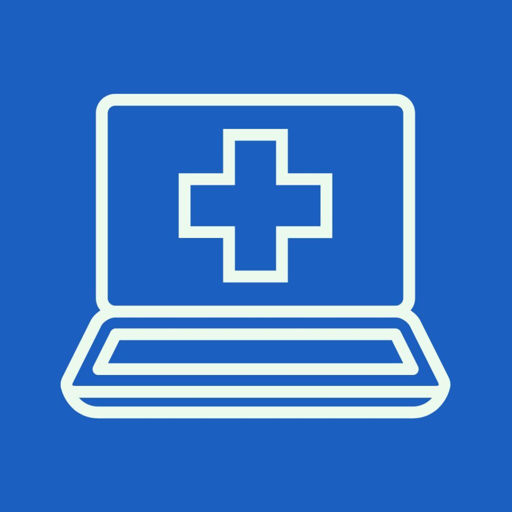 Online and offline consultation icon showing equal care