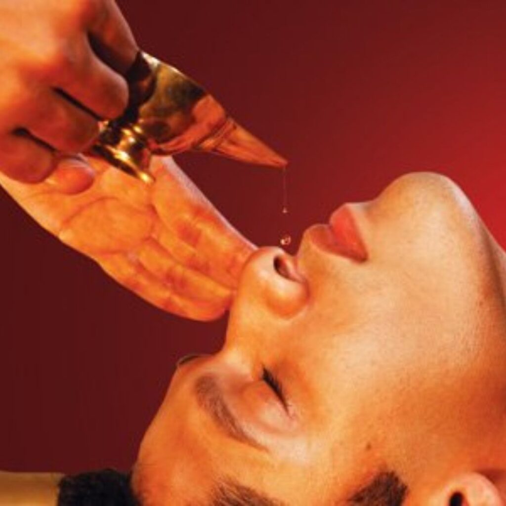 Nasya therapy for mental clarity and emotional stability, aligning with Ayurveda’s classification of mental disorders