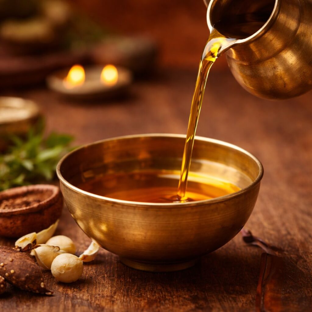 Anuvasana Basti medicated oil used in Basti treatment in Ayurveda for lubrication and Vata balance