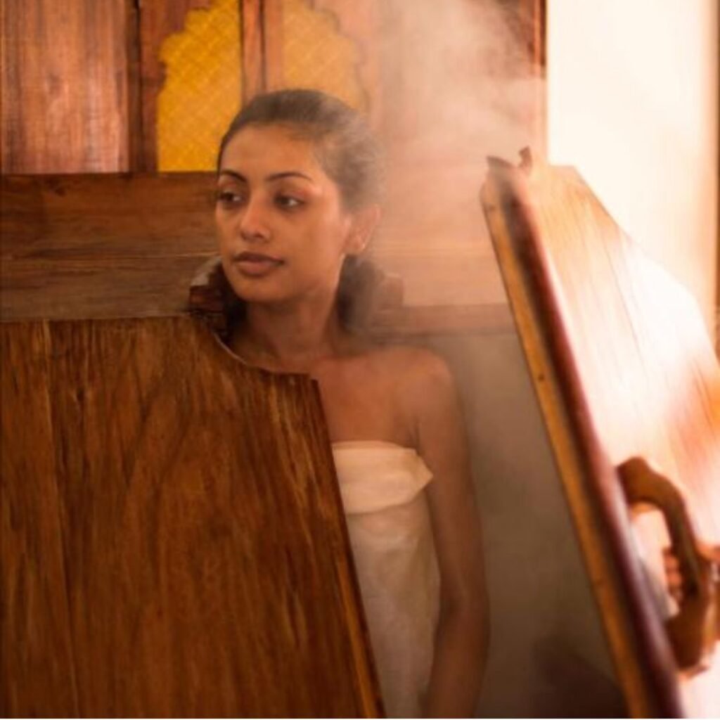 Swedana steam therapy used in preparation stage of Virechana procedure for toxin mobilization