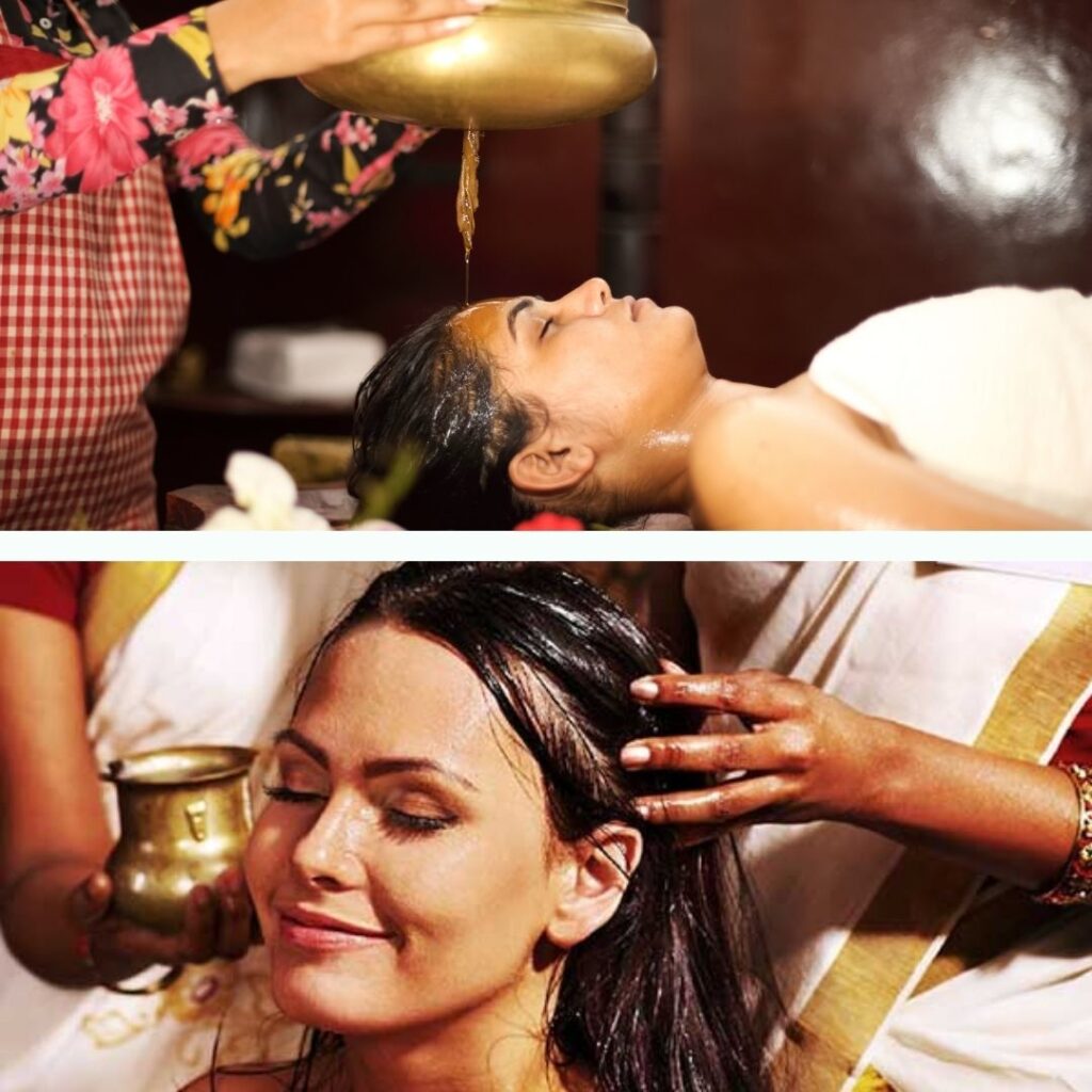 Shirodhara treatment and Shiro Abhyanga massage therapy