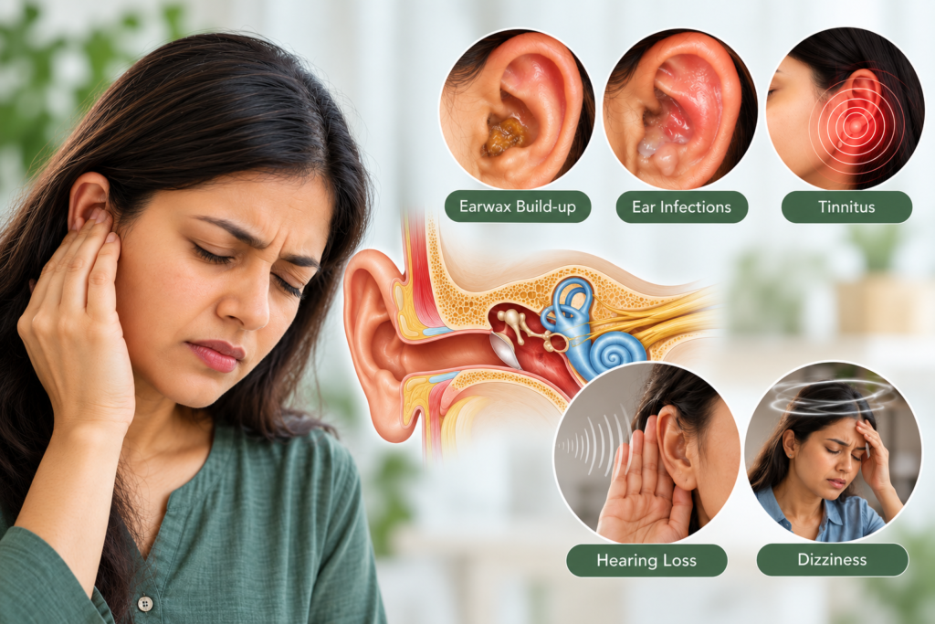 Common ear problems including tinnitus and hearing loss
