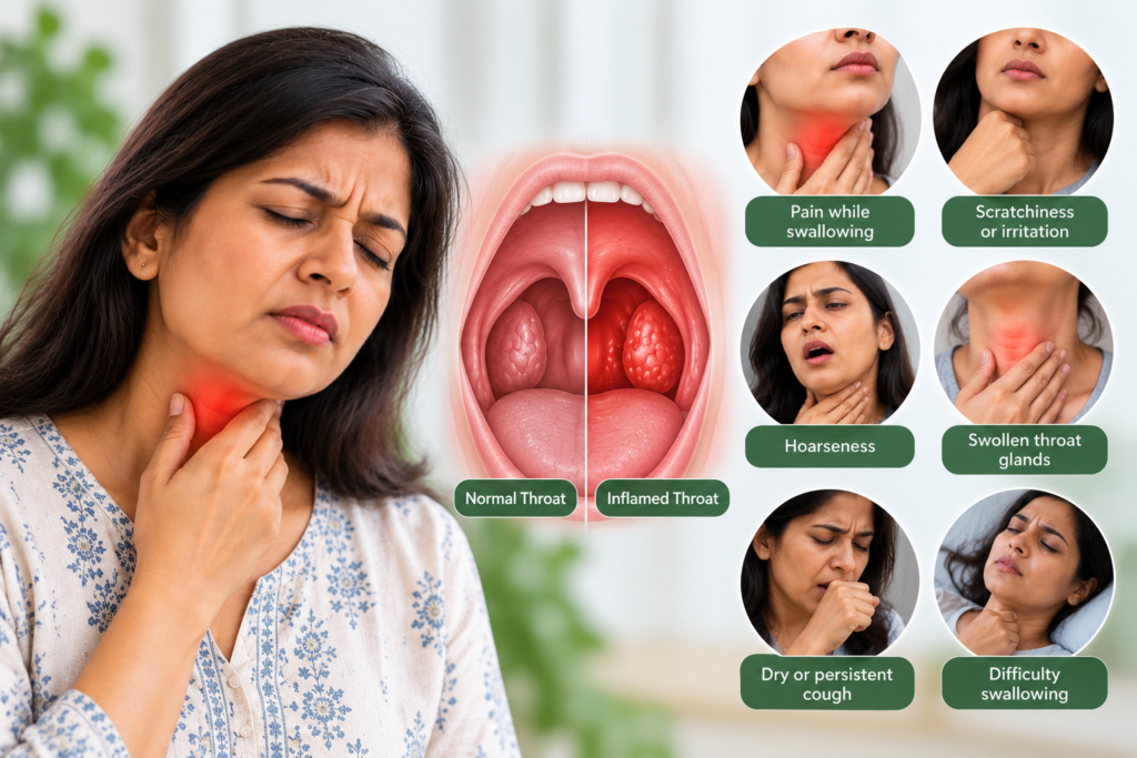 Sore throat and inflamed throat
