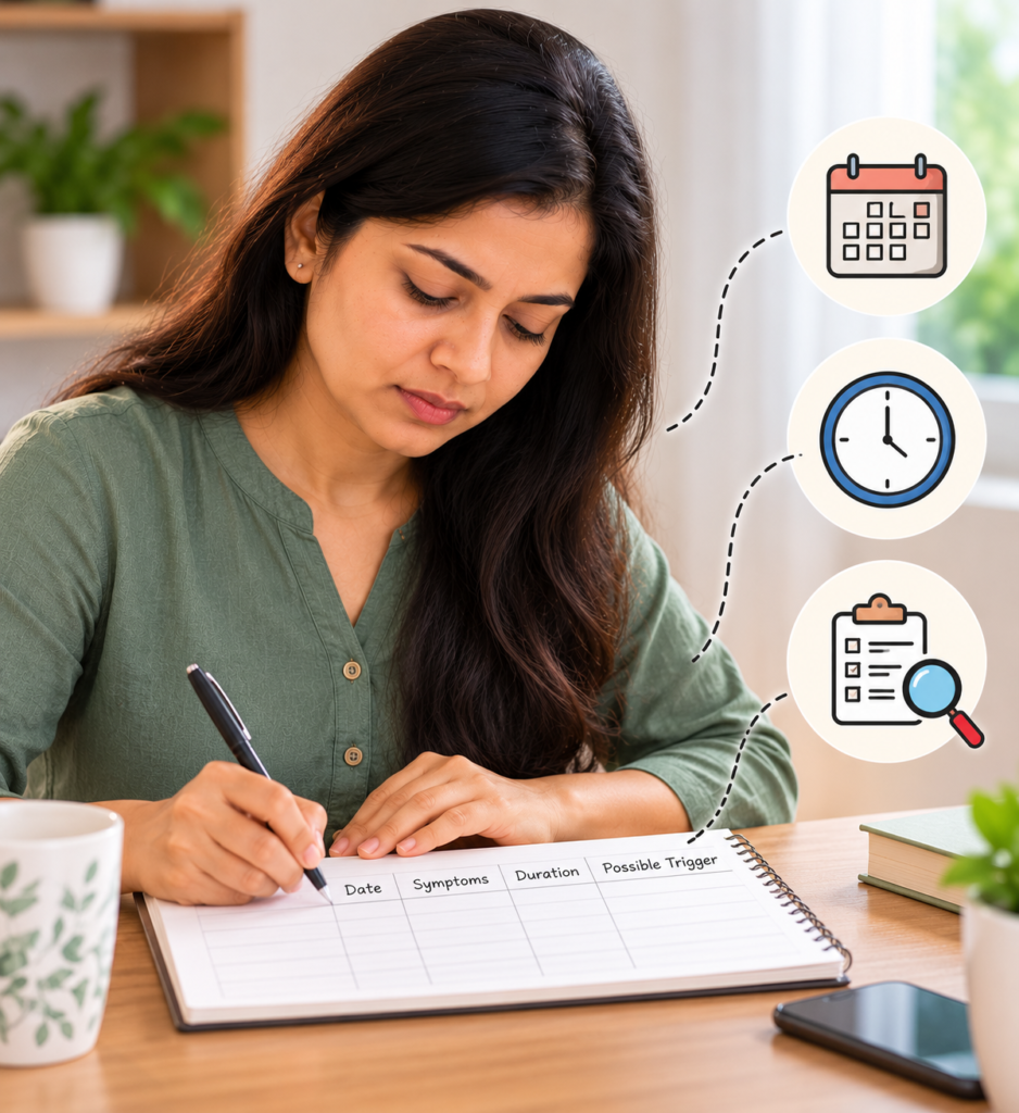 Tracking recurring symptoms and possible triggers